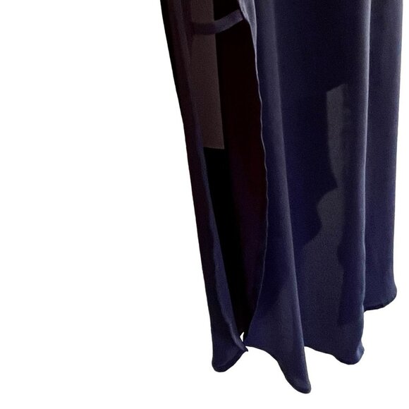 CHICOS SIZE 1 8/10 SEMI-SHEER NAVY BLUE OPEN SIDED TUNIC BLOUSE - Picture 4 of 10